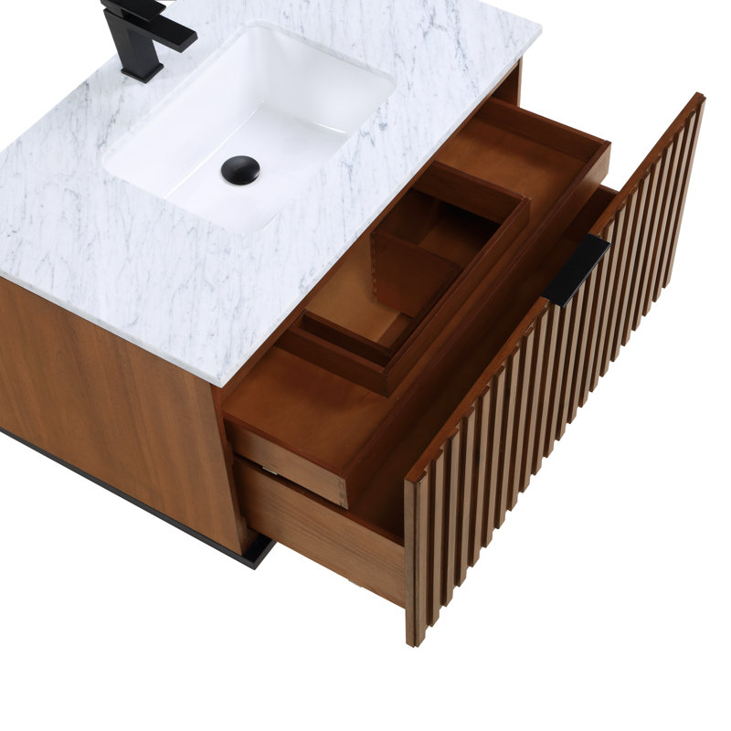 Bemma Terra 36'' Wall Mounted Single Bathroom Vanity with Vanity Top & Reviews Perigold